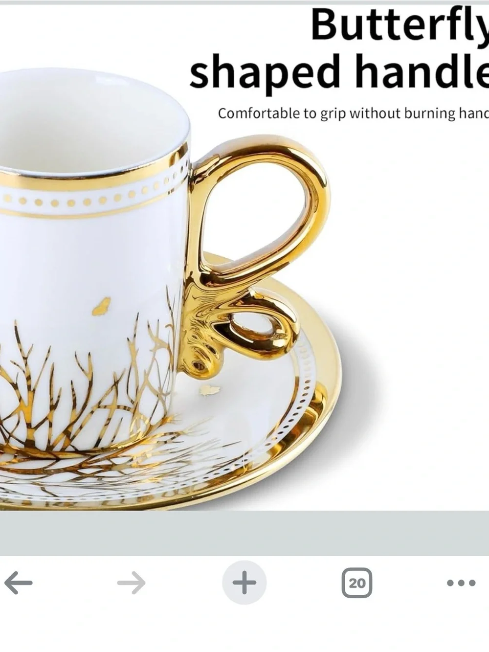 Turkish Elegant White and Gold Porcelain Coffee Cup Set